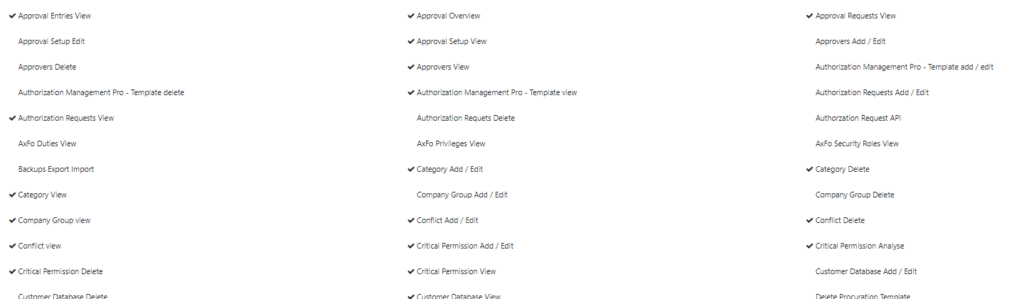 roles assigned to a profile